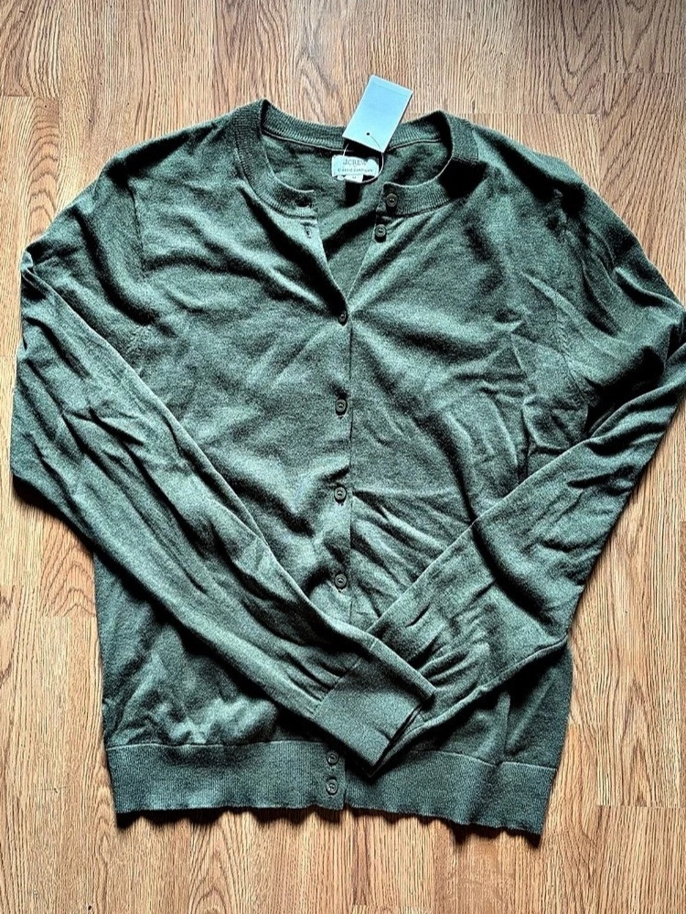 J.Crew Classic Cardigan Cotton Green Medium